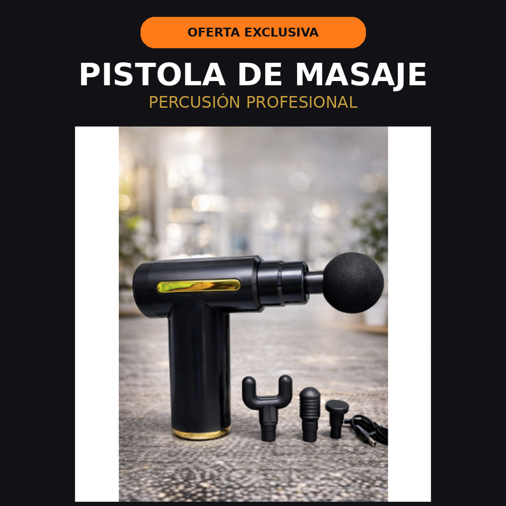 Pistola de Masaje Percusión Profesional – 4 Cabezales